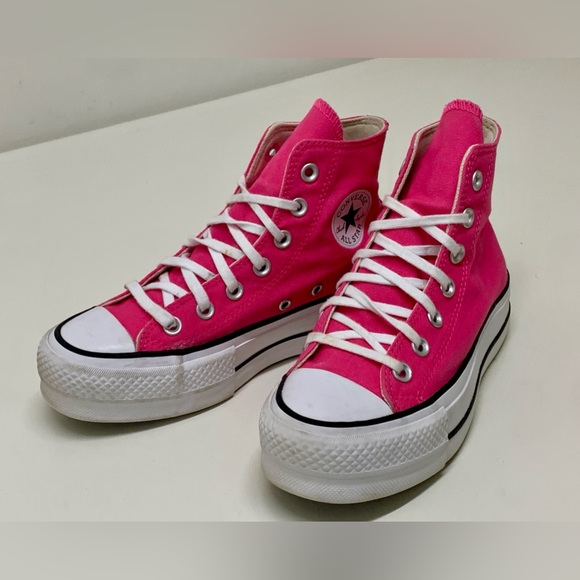 Women’s 5 Converse Chuck Taylor High Top Double Stacked Platform Sneakers Shoes - Picture 13 of 16